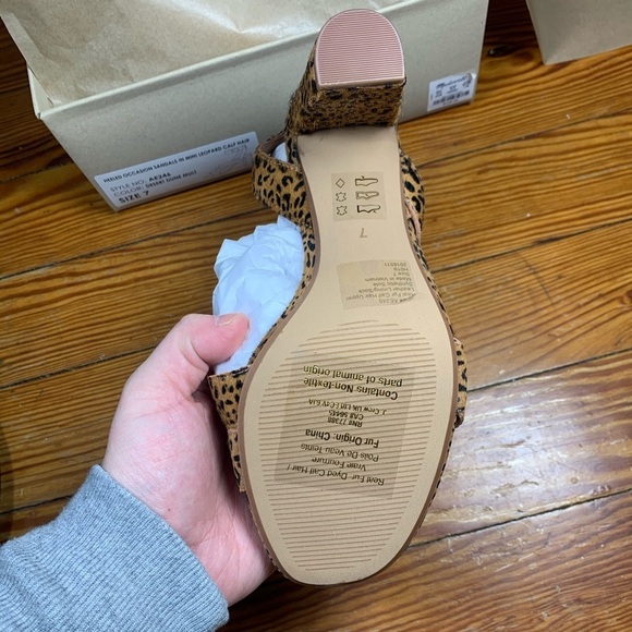 Madewell The Liv Heeled Sandal in Mini Leopard Calf Hair Womens 7 NWT - Picture 7 of 8
